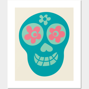 Cute Floral Sugar Skull - UnBlink Studio by Jackie Tahara Posters and Art